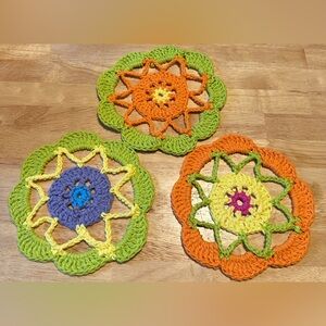 Lily Sugar n’ Cream Handcrafted Colorful Crochet Doilies Set of 3